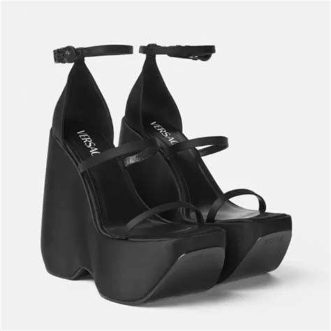 ebay versace triple strap platform|NIB Versace TRIPLATFORM Triple Strap Platform Wedge Heels.